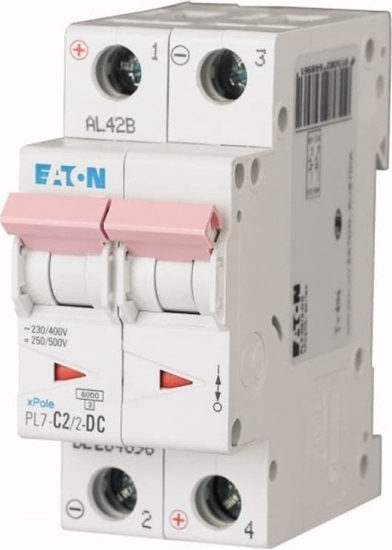 Picture of Eaton Wycznik nadprdowy 2P C 2A 10kA DC PL7-C2/2-DC 264896