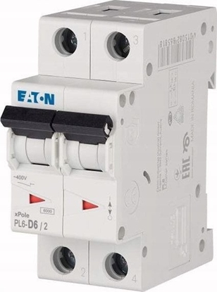 Attēls no Eaton Wycznik nadprdowy 2P D 6A 6kA AC PL6-D6/2 286576