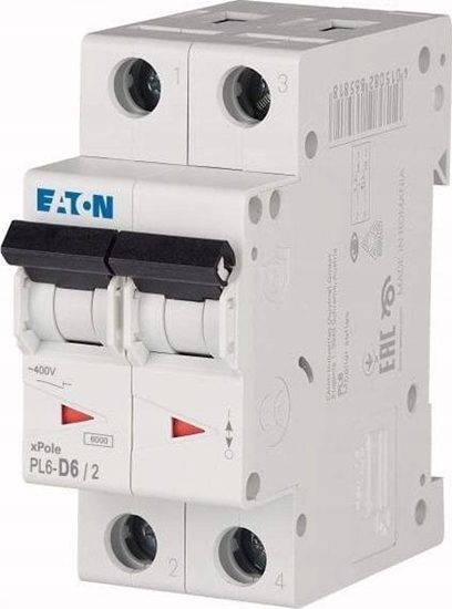 Picture of Eaton Wycznik nadprdowy 2P D 6A 6kA AC PL6-D6/2 286576