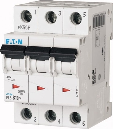 Attēls no Eaton Wycznik nadprdowy 3P B 10A 6kA AC PL6-B10/3 286587