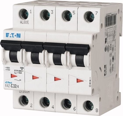 Attēls no Eaton Wycznik nadprdowy 3P+N C 32A 15kA AC FAZ C32/3N (278978)
