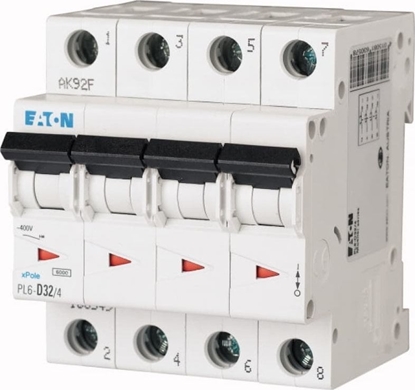 Attēls no Eaton Wycznik nadprdowy 4P B 32A 6kA AC PL6-B32/4 166500