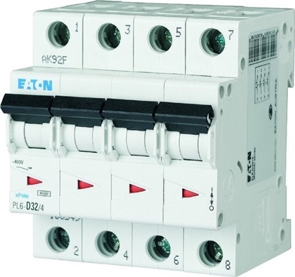 Attēls no Eaton Wycznik nadprdowy 4P C 32A 6kA AC PL6-C32/4 166526