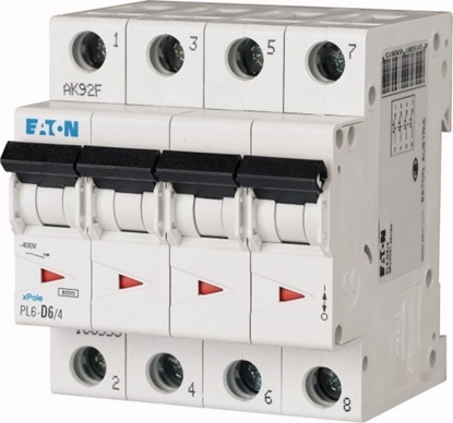 Attēls no Eaton Wycznik nadprdowy 4P C 6A 6kA AC PL6-C6/4 166531