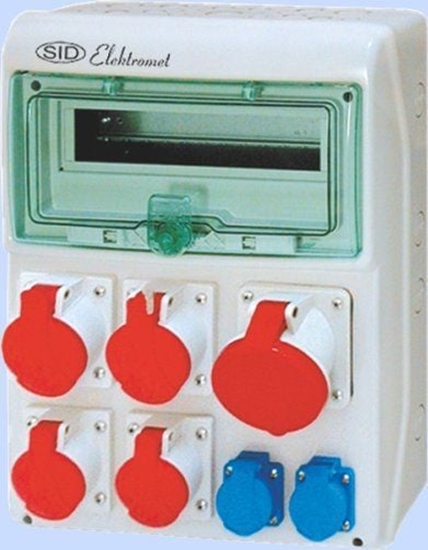 Picture of Elektromet Rozdzielnica budowlana 12 moduow 2x16A 5P 400V, 2x32A 5P 400V, 1x63A 5P 400V, 2x16A 1P+Z RSS-04 IP44 (942040)