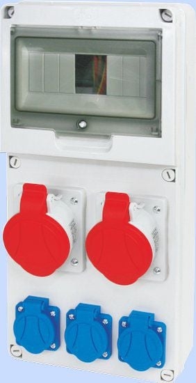 Picture of Elektromet Rozdzielnica RSE-03 okienko 8 moduów okablowana 2x32A 3P+N+Z 400V, 3x16A 2P+Z 250V IP54 (942082)