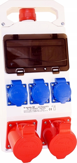 Picture of Elektromet Rozdzielnica z wyposaeniem 8 mod. + gniazda 2x32A 5P 400V + 3x16A 3P 250V IP44 320