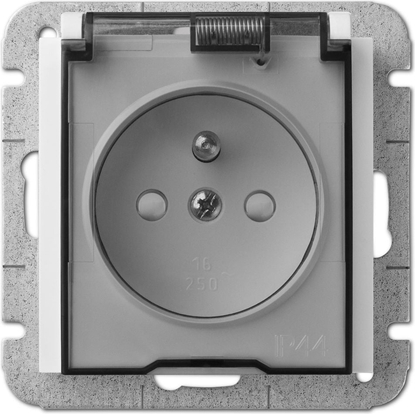 Изображение Elektro-Plast Gniazdo hermetyczne Sentia pojedyncze z/u 16A IP44 z klapk transparentn z przesonami biae (1466-10)
