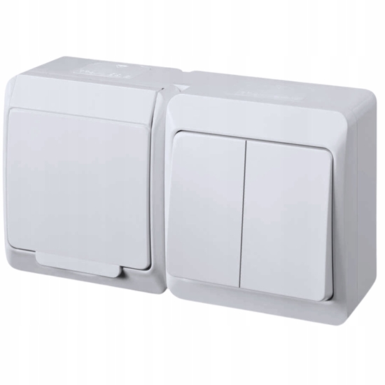 Изображение Elektro-Plast Gniazdo hermetyczne z uziemieniem + cznik wiecznikowy Hermes 0327-14 natynkowe IP44 biae