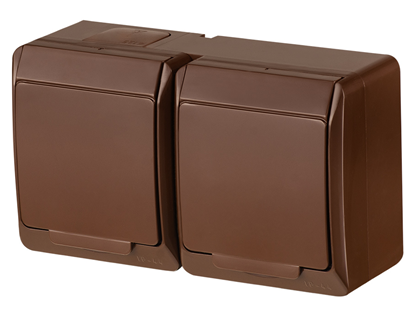 Изображение Elektro-Plast Gniazdo natynkowe GNT Hermes 2x2P + Z z klapk brzowe (0322-06)