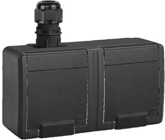Изображение Elektro-Plast Gniazdo natynkowe podwójne z uziemieniem 2x2P+Z IP65 antracytowy 5042-67