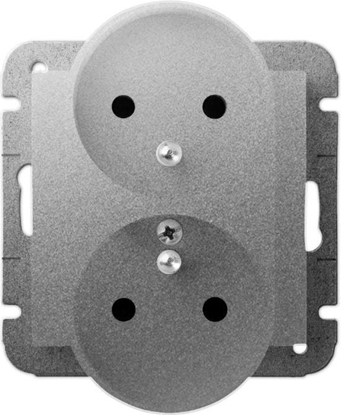 Изображение Elektro-Plast Gniazdo podwójne Carla 2x2P+Z z/u srebrne (1743-16)