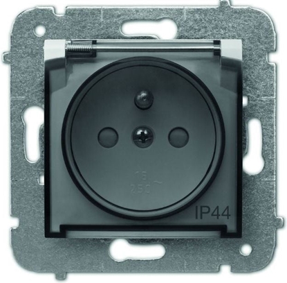 Изображение Elektro-Plast Gniazdo pojedyncze Carla z/u IP44 z klapk transparentn i przesonami biae (1766-10)