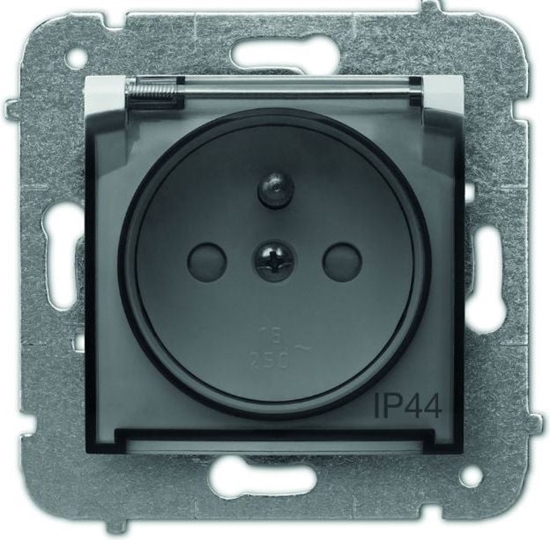 Изображение Elektro-Plast Gniazdo pojedyncze Carla z/u IP44 z klapk transparentn i przesonami biae (1766-10)