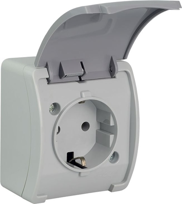 Изображение Elektro-Plast Gniazdo pojedyncze Koala Schuko n/t IP44 popiel z klapk grafit (61.392)