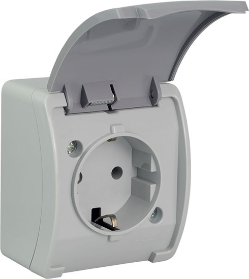 Изображение Elektro-Plast Gniazdo pojedyncze Koala Schuko n/t IP44 popiel z klapk grafit (61.392)