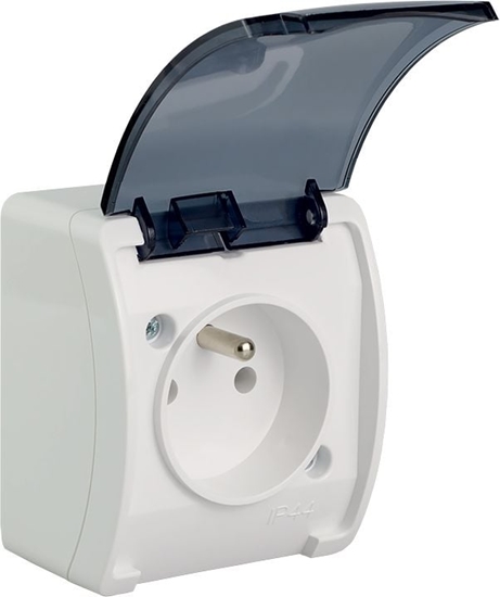 Изображение Elektro-Plast Gniazdo pojedyncze Koala z/u IP44 n/t biae z klapk dymn (61.376)