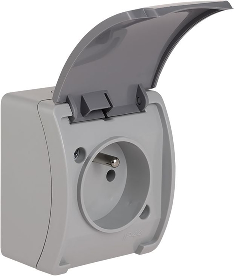 Изображение Elektro-Plast Gniazdo pojedyncze Koala z/u IP44 n/t popiel z klapk grafit (61.375)
