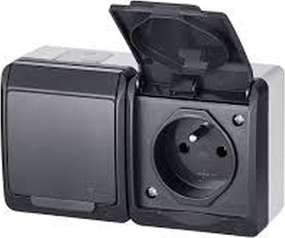 Attēls no Elektro-Plast Hermes Gniazdo hermetyczne podwójne z/u 16A IP44 antracyt GNT 0322-07