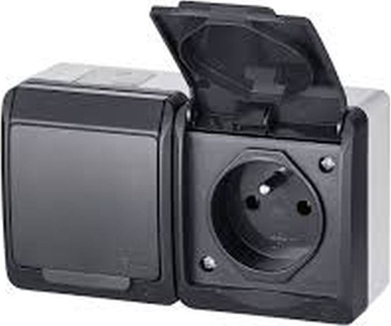 Picture of Elektro-Plast Hermes Gniazdo hermetyczne podwójne z/u 16A IP44 antracyt GNT 0322-07