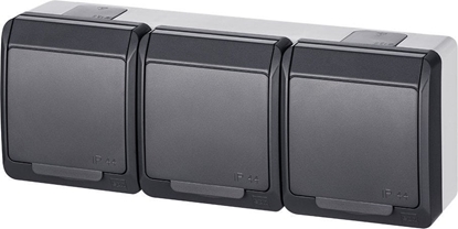 Изображение Elektro-Plast Hermes Gniazdo hermetyczne potrójne z/u 16A IP44 antracyt GNT 0323-07