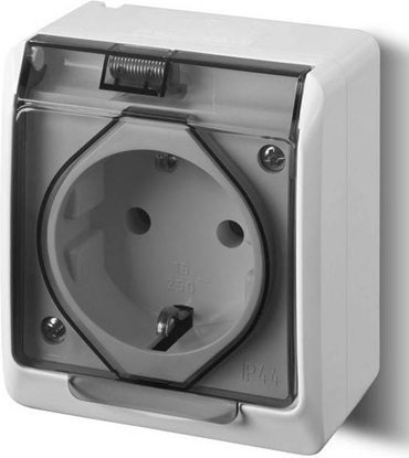 Изображение Elektro-Plast Hermes Gniazdo hermetyczne Schuko z/u z klapk dymn 16A IP44 biae (0324-01)