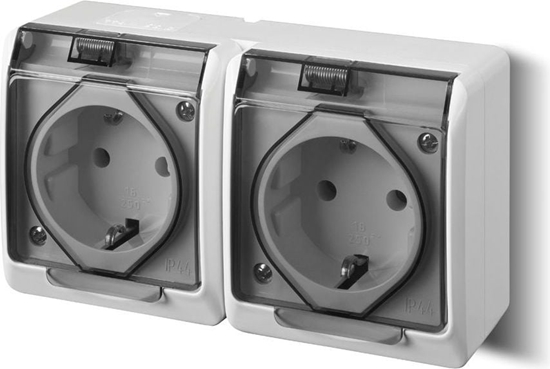 Picture of Elektro-Plast Hermes Gniazdo hermetyczne Schuko z/u z klapk dymn 16A IP44 biae (0325-01)