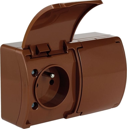 Attēls no Elektro-Plast Koala Gniazdo podwójne z/u (2x2P+Z) n/t IP44 brz z klapk brz VG 162-02 61.381 - 61.381
