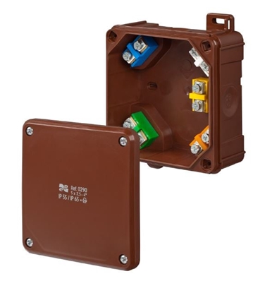 Attēls no Elektro-Plast Puszka natynkowa 2K 98 x 98 x 46mm 5 x 2,5mm2 IP55/IP65 brzowa (0290-61)