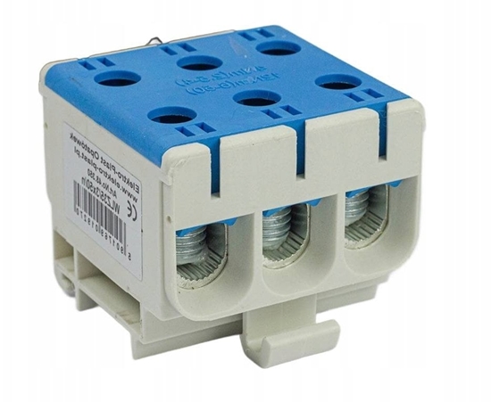 Picture of Elektro-Plast Rozdzielacz odgany trójpolowy AL/CU 3x50mm2 niebieski monta paski i na szyn TH WLZ35/3x50/n 48.350