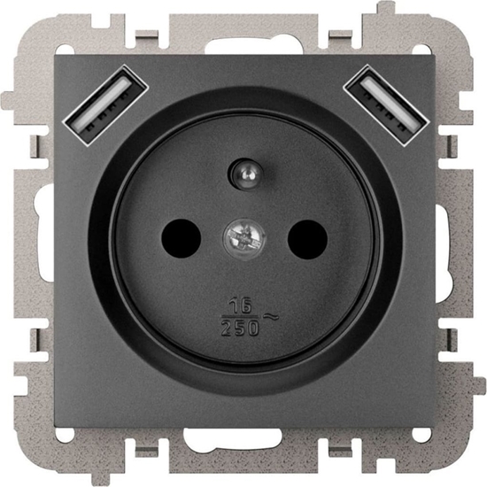 Picture of Elektro-Plast Vestra Gniazdo 2P+Z 2xUSB zasilajce bez ramki podtynkowe IP20 czarny 3888-19