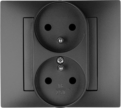 Attēls no Elektro-Plast Vestra Gniazdo podwójne 2x2P+Z moduowe bez ramki podtynkowe IP20 czarny 3843-19