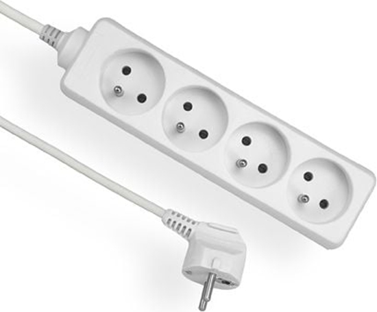 Picture of Elgotech Przeduacz Economic* 4 gniazda z/u biay 3m (EPS-403)