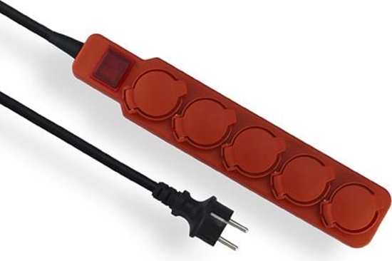 Picture of Elgotech Przeduacz warsztatowy Extreme 5 gniazd z/u czerwony IP44 3m (PW-503W)