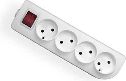 Picture of Elgotech Rozganik do przeduacza z wycznikiem 4-gniazda b/u biay GN-4W