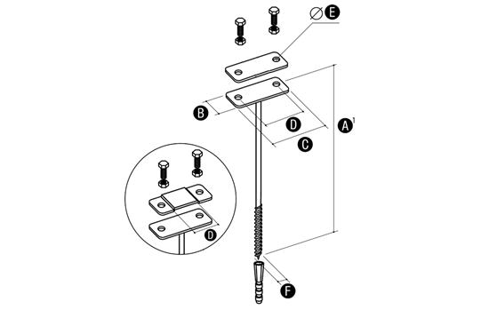 Picture of Elko-Bis Uchwyt z kokiem wkrcany do bednarki 160x25mm ocynkowany