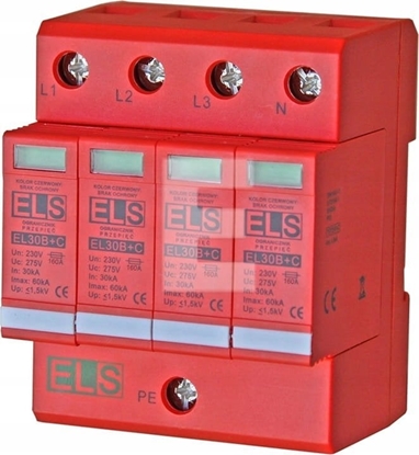 Attēls no ELS Elektrotechnika Ogranicznik przepi B+C 4P 275V 60kA 1,5kV EL30B+C 4P 7,5kA