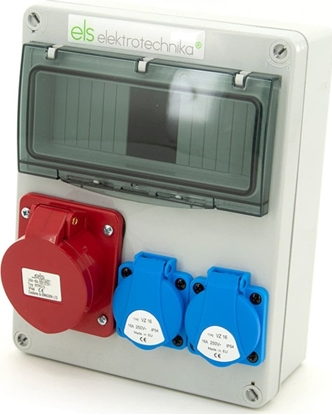 Attēls no ELS Elektrotechnika Rozdzielnica budowlana 16A/5 + 2*GS 230V, obudowa nacienna, niewyposaona, 8NO210