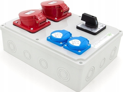 Attēls no ELS Elektrotechnika Rozdzielnica budowlana 16A/5P + 32A/5P + 2*GS 230V + wycznik L-0-P, N211LP