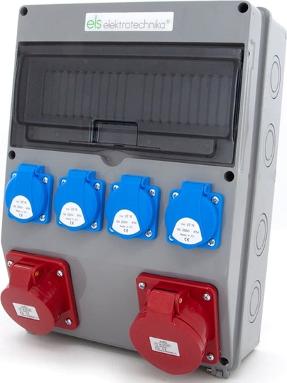 Picture of ELS Elektrotechnika Rozdzielnica budowlana 32A/5 + 16A/5 + 4*GS 230V, okablowana, niewyposaona, obudowa stacjonarna, okienko 12M, 12NO411