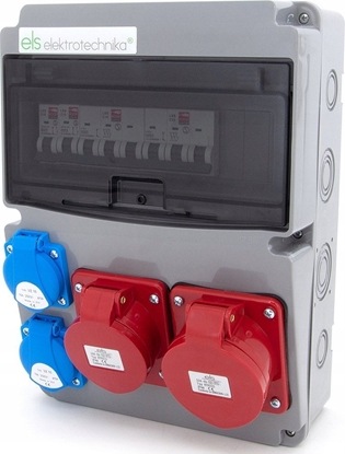 Attēls no ELS Elektrotechnika Rozdzielnica budowlana 32A/5P + 16A/5P + 2*GS 230V + zabezpieczenia, 11NO22C11C11C