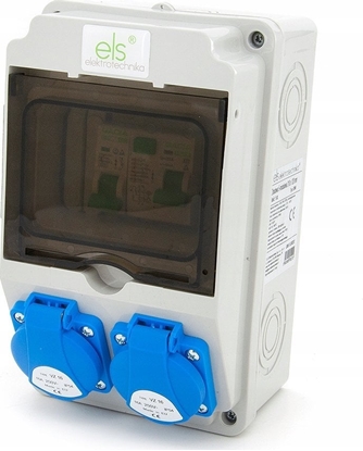 Attēls no ELS Elektrotechnika Rozdzielnica budowlana, ogrodowa 2*GS 230V + zabezpieczenia + rónicówka, 6NO21C00F