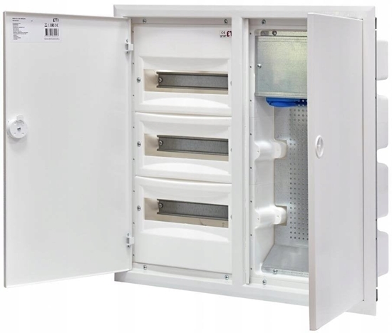 Изображение Eti-Polam Rozdzielnica hybrydowy 3x12 podtynkowy drzwi metalowy biay / IP40 400V AC / ERP12-3-3H MEDIA 001101374