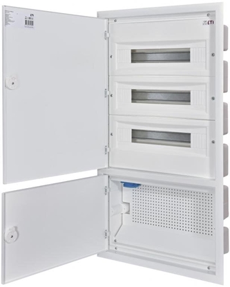Изображение Eti-Polam Rozdzielnica hybrydowy 3x18 podtynkowy drzwi metalowy biay / IP40 400V AC / ERP18-5-3V MEDIA 001101292