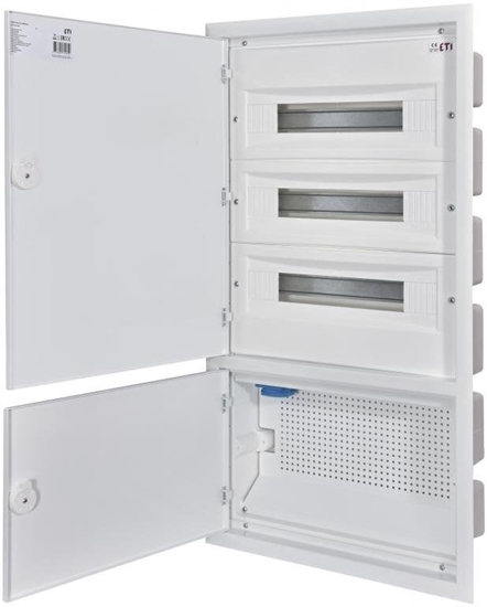 Изображение Eti-Polam Rozdzielnica hybrydowy 3x18 podtynkowy drzwi metalowy biay / IP40 400V AC / ERP18-5-3V MEDIA 001101292