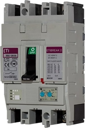 Attēls no Eti-Polam Wycznik mocy 3P 100A 25kA /wyzwalacz termo-magnetyczny/ EB2 125/3L 004671025