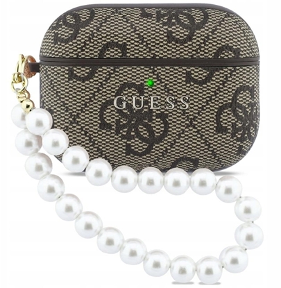 Изображение Etui Guess 4G Pearl Strap do Apple AirPods Pro 3 brzowy