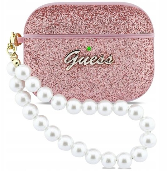 Изображение Etui Guess Glitter Pearl Strap do Apple AirPods Pro 3 róowy