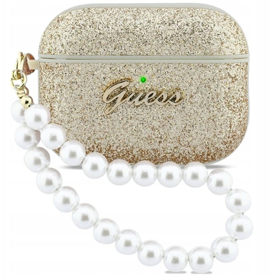 Изображение Etui Guess Glitter Pearl Strap do Apple AirPods Pro 3 zoty