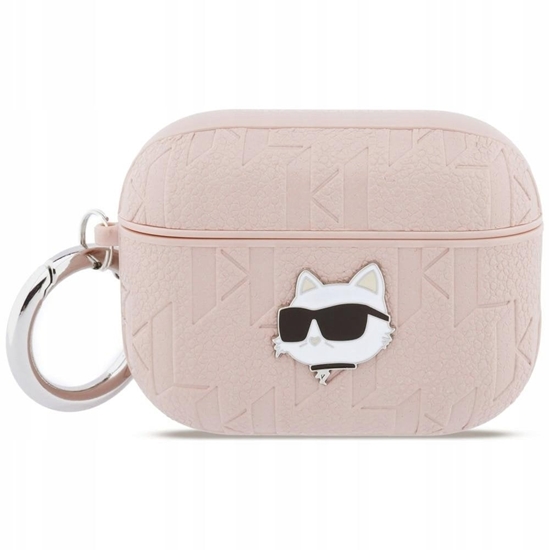 Изображение Etui Karl Lagerfeld Monogram Choupette Head do Apple AirPods Pro 3 róowy